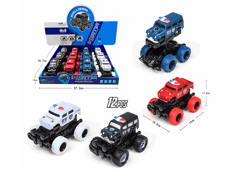 Friction Crash Deformation Police Car(12pcs)