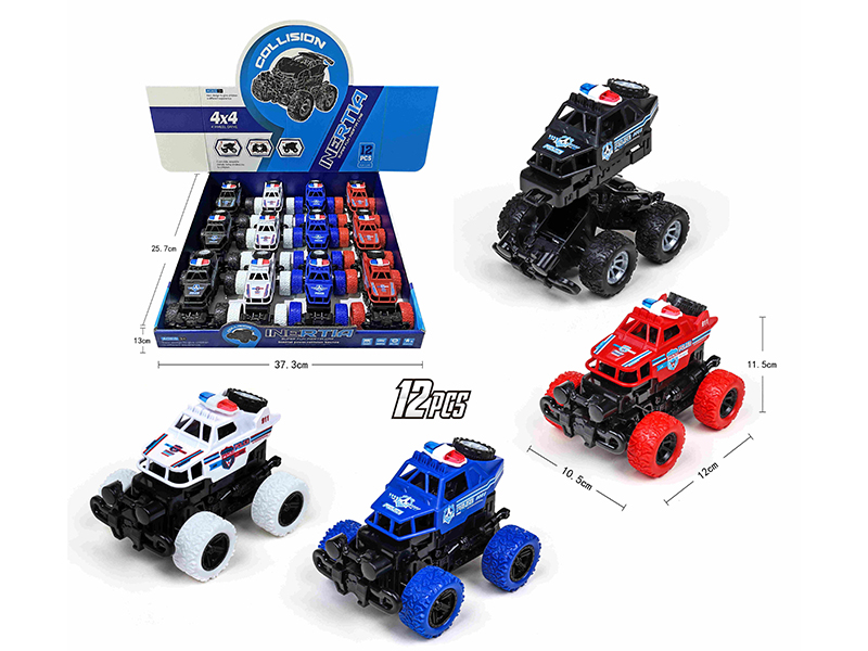 Friction Crash Deformation Police Car(12pcs)