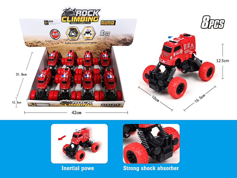 Friction Four Wheel Climbing Fire Control Police Car(8pcs)