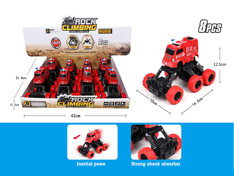 Friction Six Wheel Climbing Fire Control Police Car(8pcs)