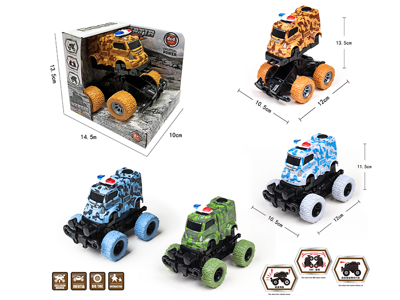 Friction Crash Deformation Camouflage Police Car