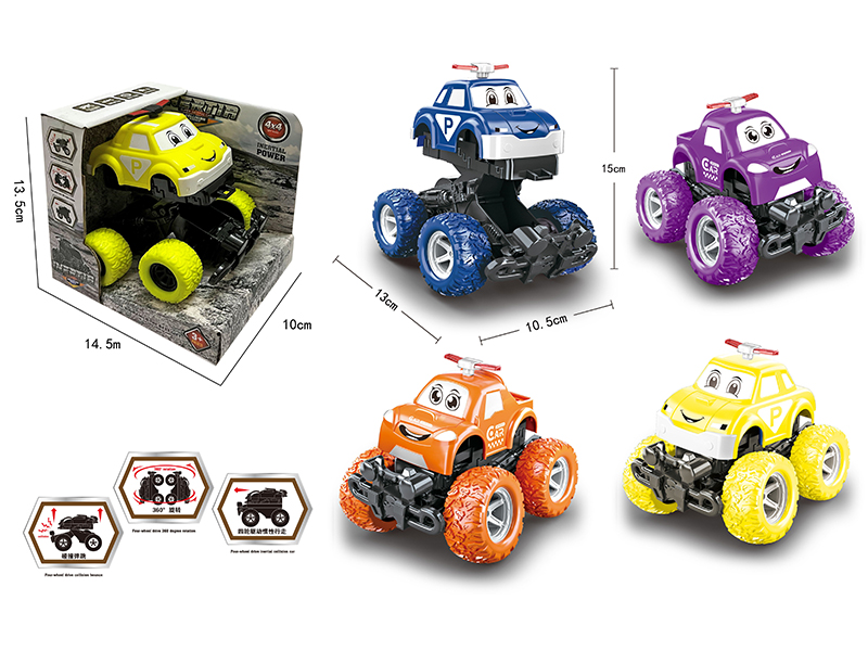 Friction Crash Bounce Deformation Cartoon Police Car