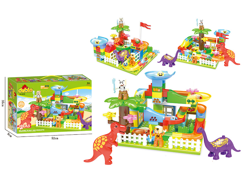 Dinosaur World Slide Building Blocks (With 4 Dolls)98pcs