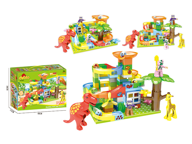 Dinosaur Adventure Slide Building Blocks (With 4 Dolls)122pcs