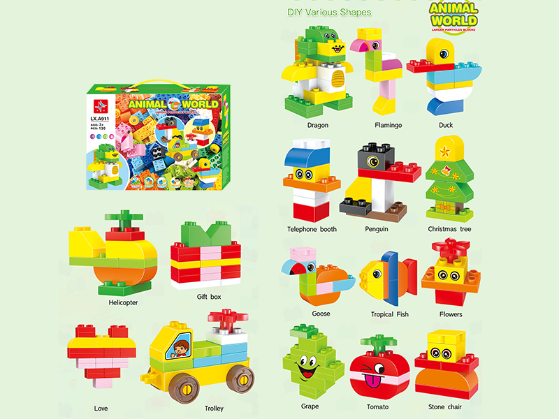 Animal World Larger Particles Building Blocks 130pcs