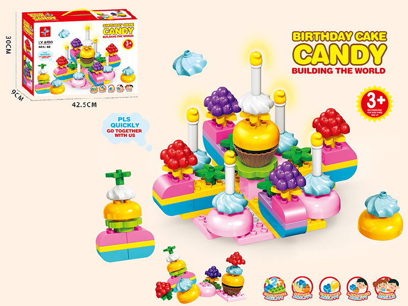 Candy Birthday Cake Building Blocks 62PCS