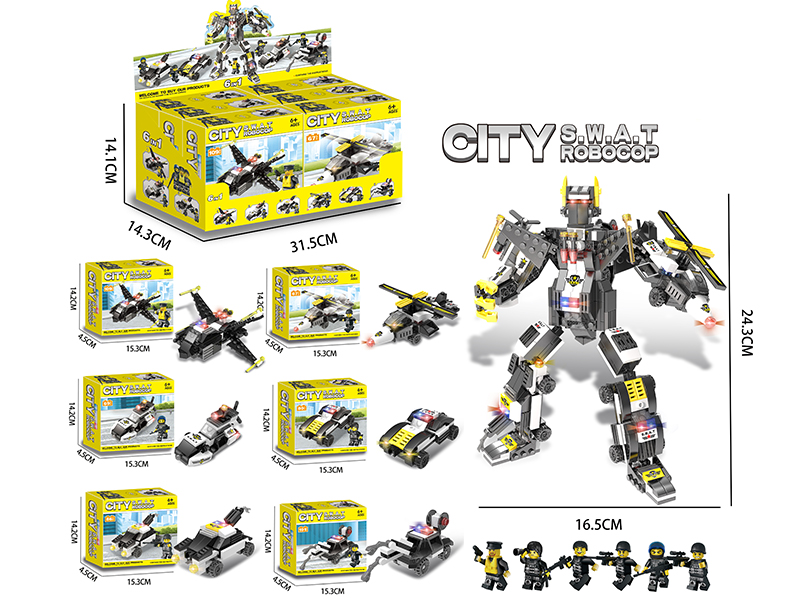City S.W.A.T Robocop 6 In 1 Building Blocks(Including 6 Dolls)512PCS