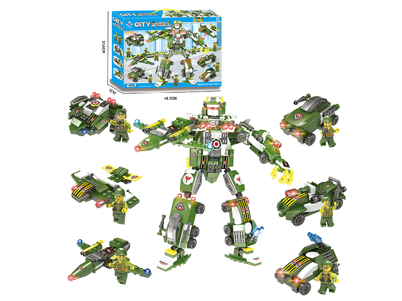 City Warrior Machanical Building Blocks(Including 6 Dolls)518PCS