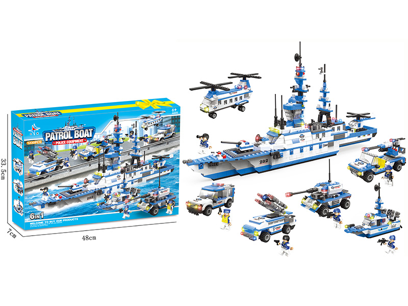 Patrol Boat Police Equipment Building Blocks(Including 6 Dolls)1230PCS