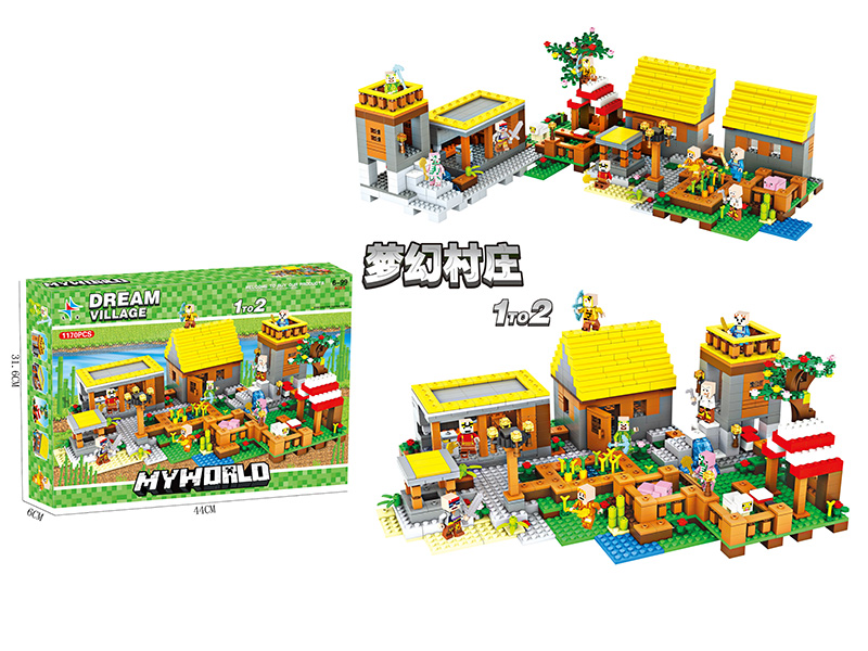 My World Dream Village Building Blocks 1170pcs 1 To 2