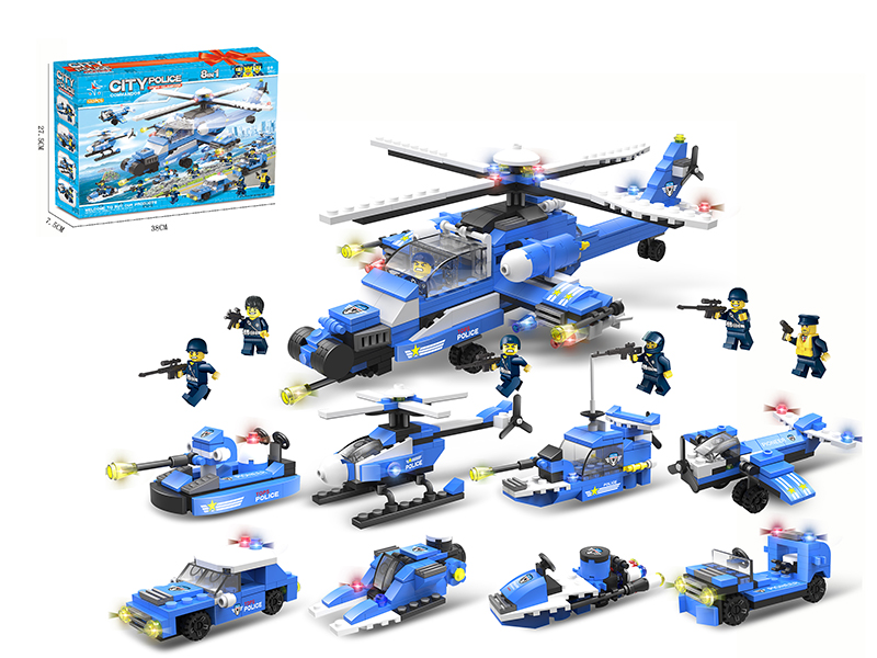City Police Armed Helicopter Commandos Building Blocks(Including 8 Dolls) 563pcs