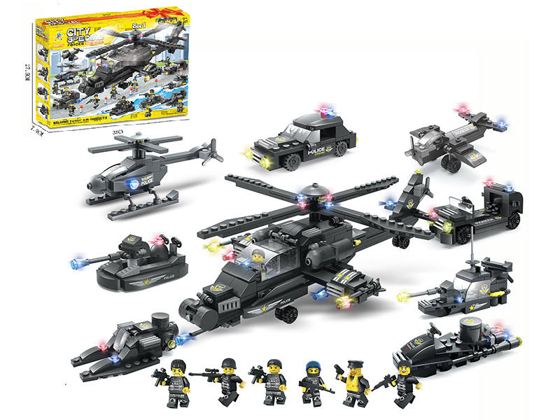 City Special  Armed Helicopter Forces Building Blocks(Including 8 Dolls) 554pcs