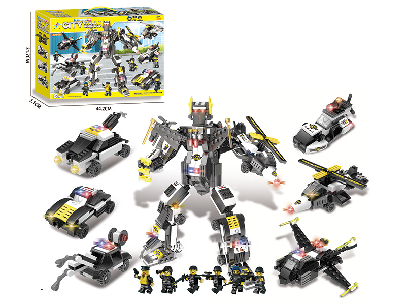 City S.W.A.T Robocop 6 In 1 Building Blocks(Including 6 Dolls)526PCS