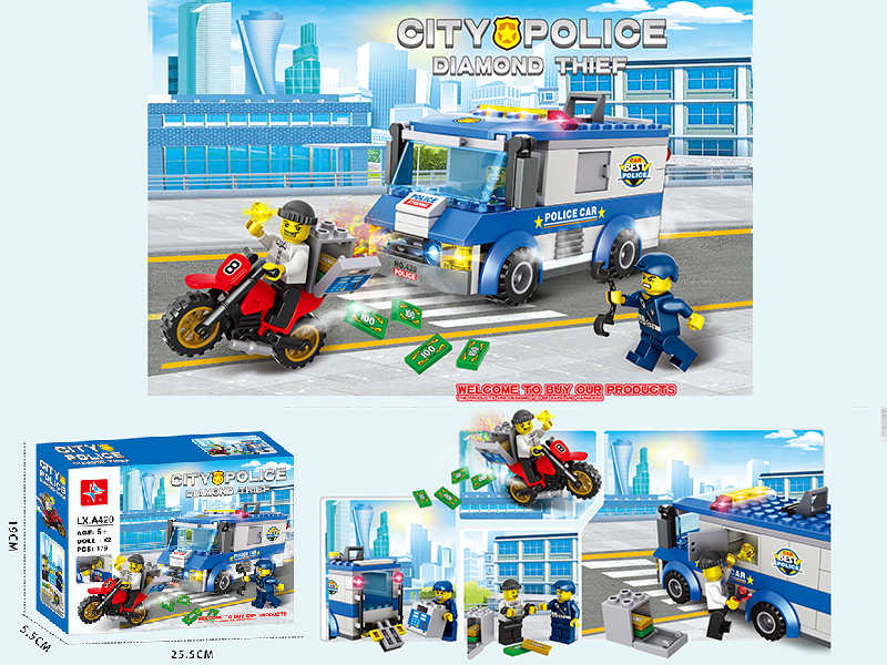 City Police Catch Diamond Thief Building Blocks (Including 2 Dolls)179PCS