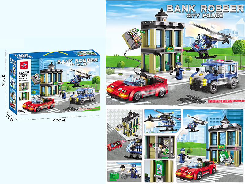 City Police Bank Robber Building Blocks (Including 3 Doll)655PCS