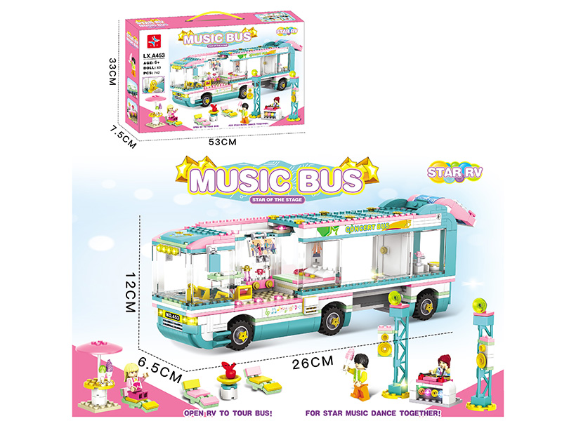Music Bus Building Blocks (Including 3 Doll)742PCS