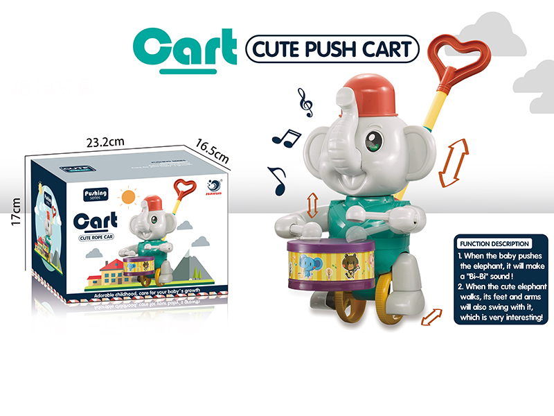 Hand Push Elephant Drummer Beating Drum