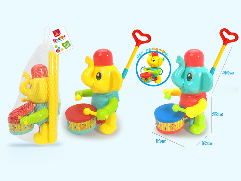 Hand Push Elephant Drummer Beating Drum