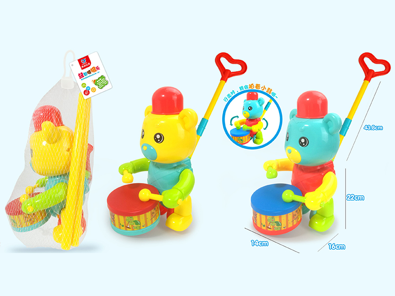 Hand Push Bear Drummer Beating Drum