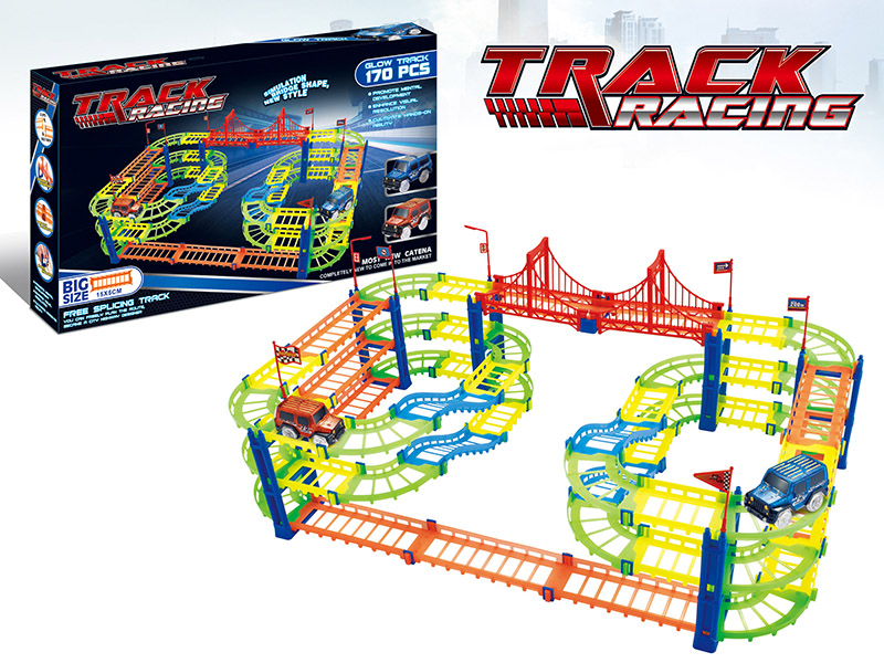 Glow In The Dark Track Car(170PCS,With 2 Cars)