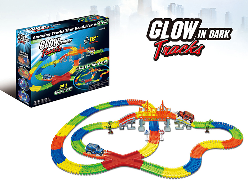 Glow In The Dark Track Car(330PCS,With 2 Cars)