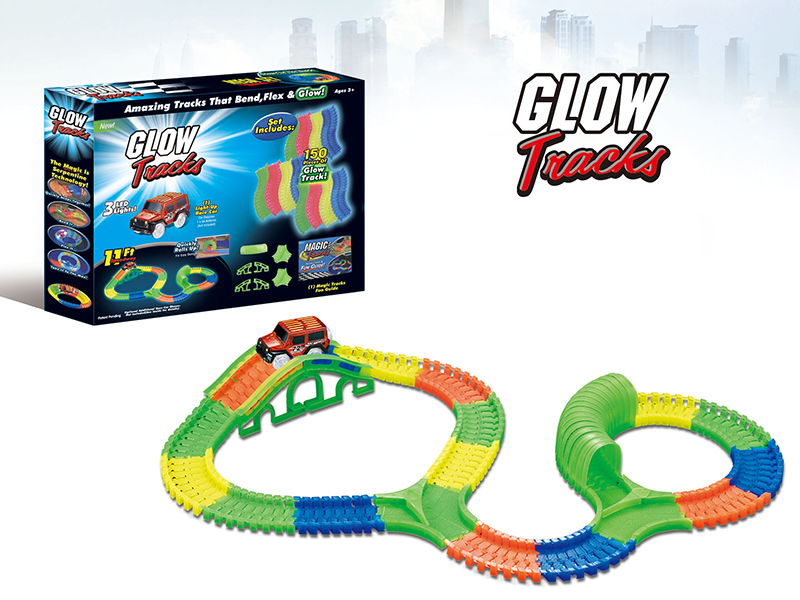 Glow In The Dark Track Car(330PCS,With 2 Cars)