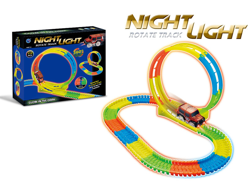 Glow In The Dark Track Car(112PCS,360° Rotating)
