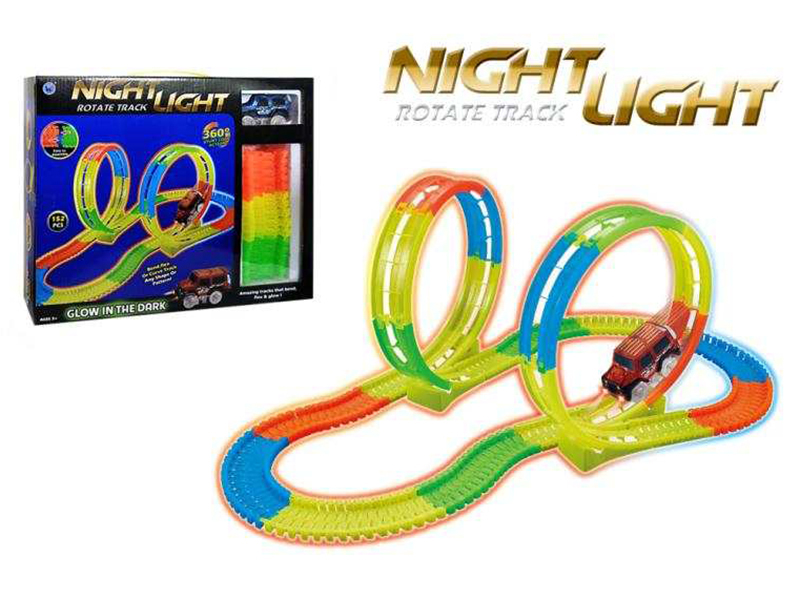 Glow In The Dark Track Car(152PCS,360° Rotating)