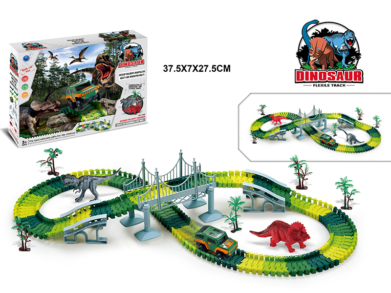 Speed Electric Dinosaur Rail Car (No Glow-In-The-Dark, 192PCS, 160PCS Tracks)