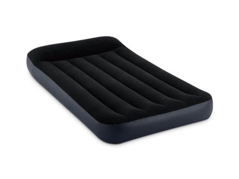 99Cm Inflatable Black And White Single Line Air Bed (With Built-In Pillow/Electric Pump)
