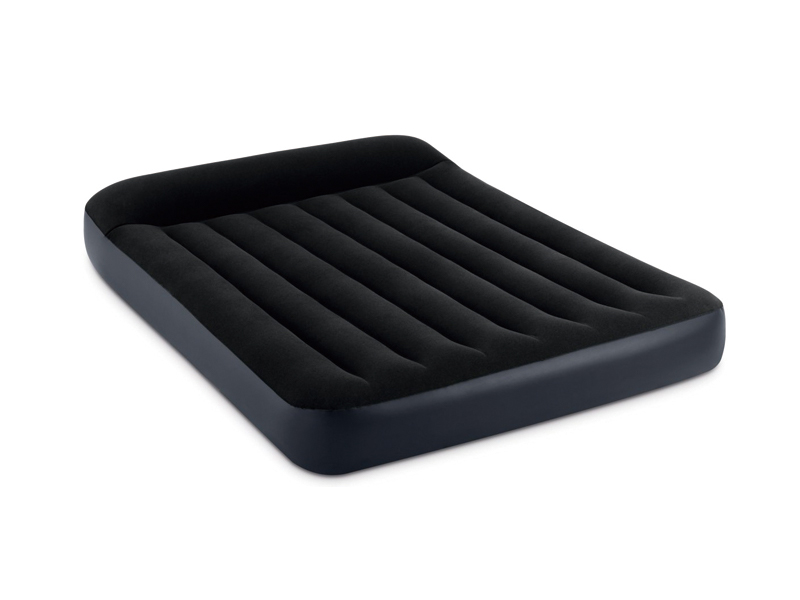 137Cm Inflatable Black And White Double Line Air Bed With Built-In Pillow/Electric Pump