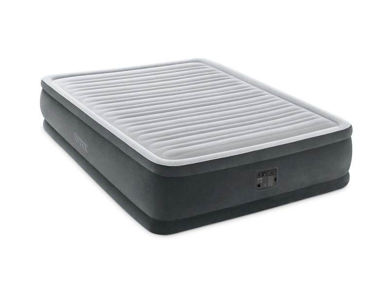 99Cm Inflatable Gray White Elevated Single Line Air Bed (With Built-In Electric Pump Double Layer)