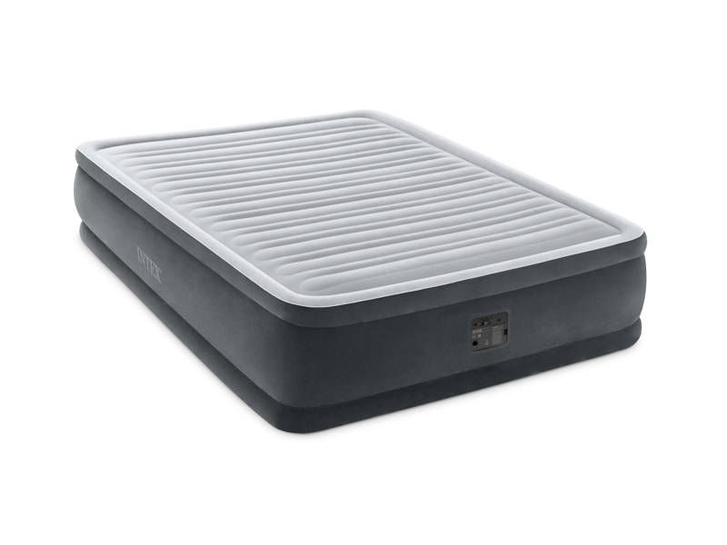 152Cm Inflatable Gray White Elevated Double Line Air Bed (With Built-In Electric Pump Double Layer)