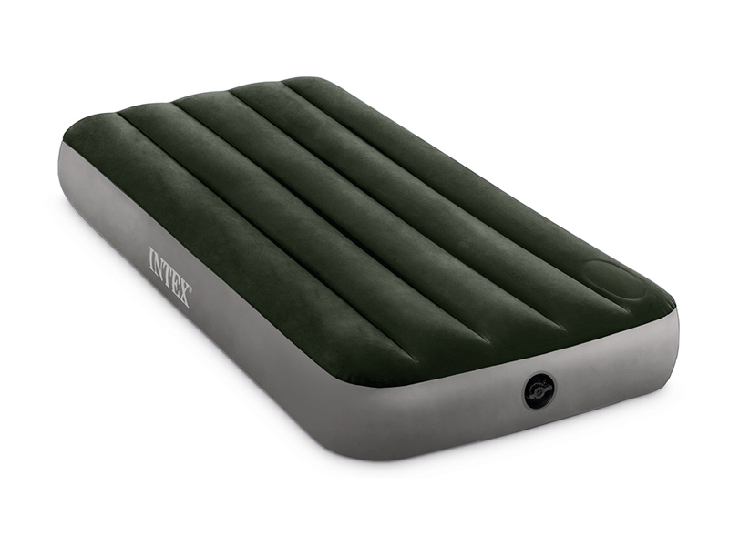 76Cm Inflatable Green Single Line Air Bed (With Built-In Foot Pump)