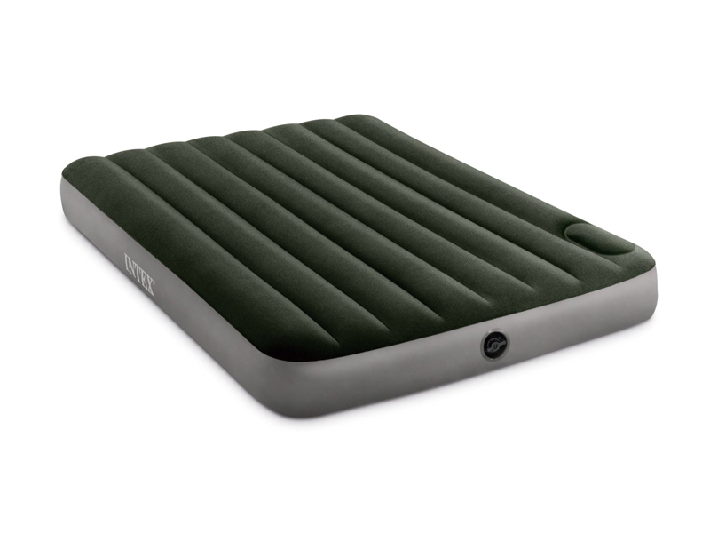 137Cm Inflatable Green Double Line Air Bed (With Built-In Foot Pump)
