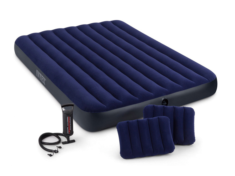152Cm Inflatable Dark Blue Double Line Air Bed Set