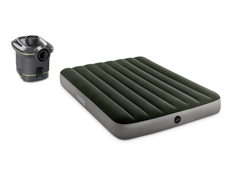 137Cm Inflatable Green Line Pull Double Air Bed (6C Handheld Pump)