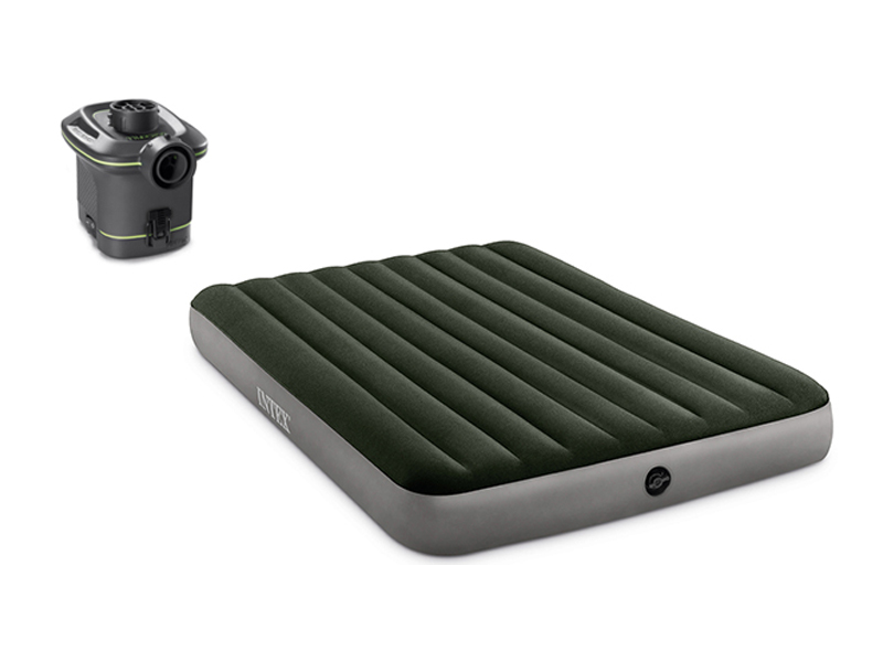 152Cm Enlarged Inflatable Green Line Pull Double Air Bed (6C Handheld Pump)