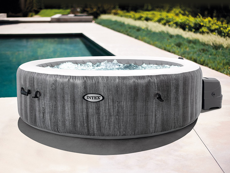 Inflatable 2.2-Meter Wood Grain Heated Bubble Pool