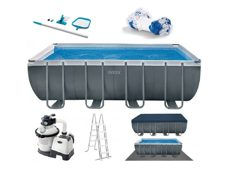 Dark Gray Rectangular Pipe Rack Swimming Pool Set