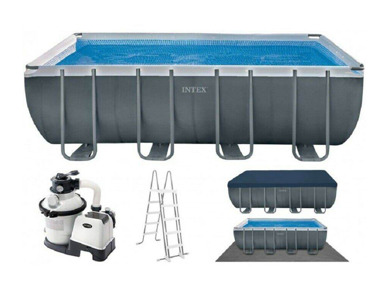 Dark Gray Rectangular Pipe Rack Swimming Pool Set