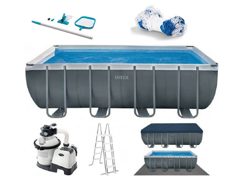 Dark Gray Rectangular Pipe Rack Swimming Pool Set
