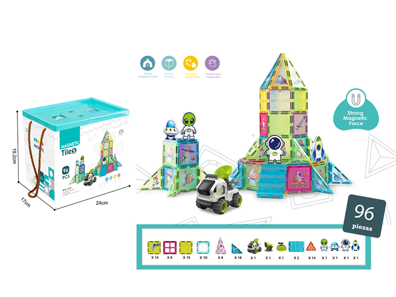 Space Theme Magnrtic Tiles Building Blocks 96pcs