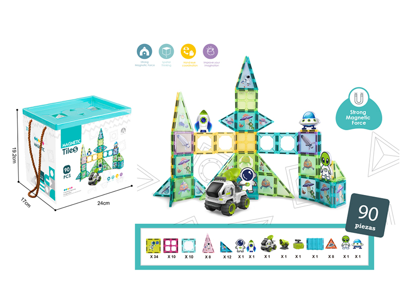 Space Theme Magnrtic Tiles Building Blocks 90pcs