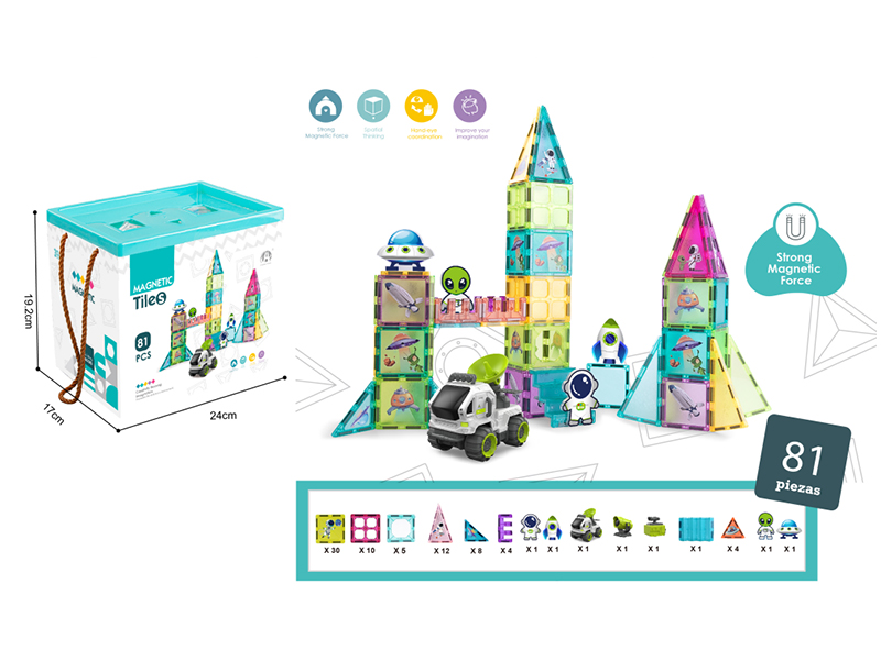 Space Theme Magnrtic Tiles Building Blocks 81pcs