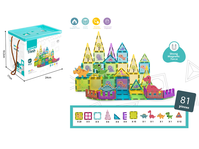 Dinosaur Theme Magnrtic Tiles Building Blocks 81pcs