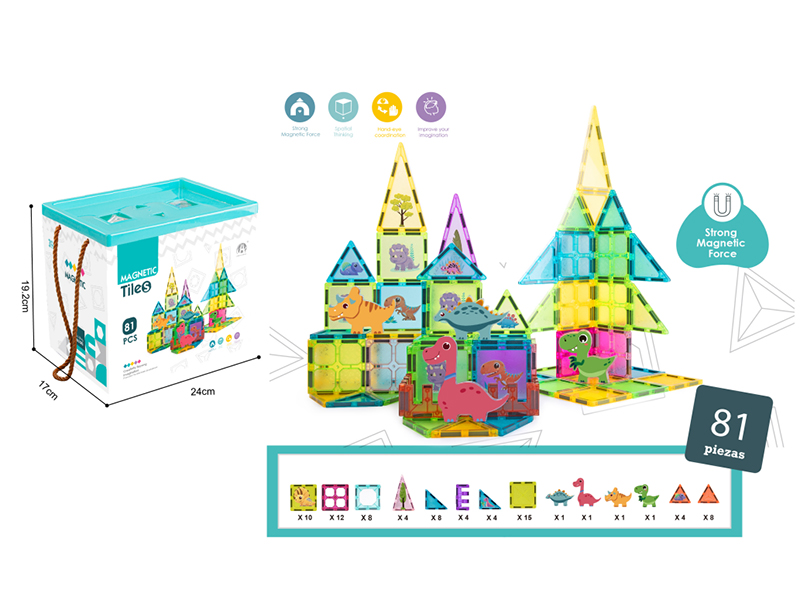 Dinosaur Theme Magnrtic Tiles Building Blocks 81pcs