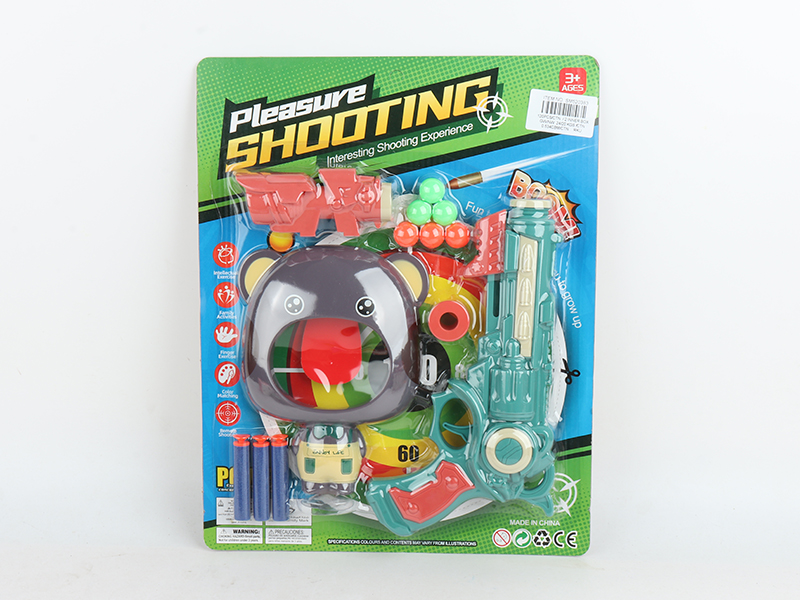 Soft Bullet Ping-Pong Ball Gun + Bear Sucker Target