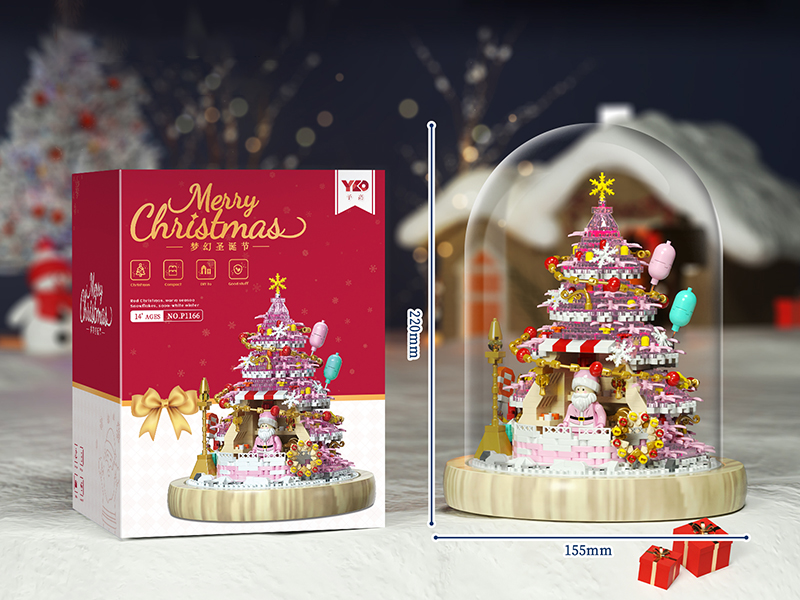 Pink Christmas Tree Store Building Blocks