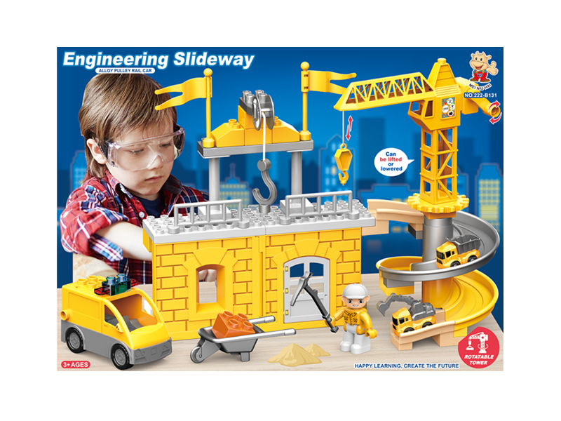 Urban Building Blocks With Alloy Pulley Cars